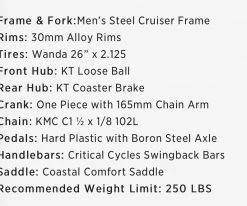 Retrospec Chatham Beach Cruiser 1-Speed 26" - Matte Pacific Blue 2022 -Retrospec Sales Store 2l4NgC4cWrGAkm19AcWy8KtZU