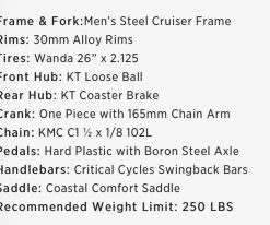 Retrospec Chatham Beach Cruiser 1-Speed 26" - Matte Black 2021 -Retrospec Sales Store MoG9 9iURaqCUNj540ZFJLYSc