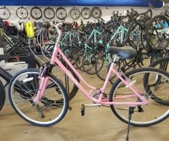 Retrospec Barron Step-Thru Comfort Hybrid Bike 21-Speed - Bubblegum 2022