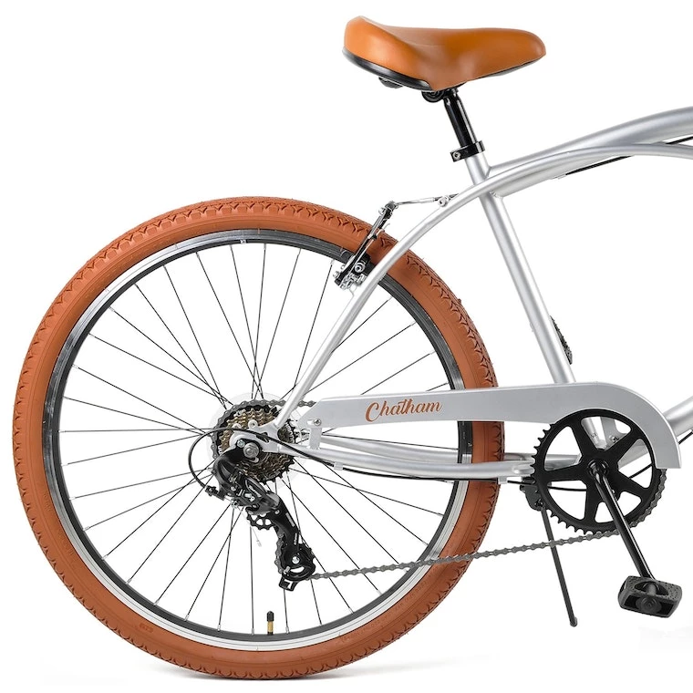 Retrospec Chatham Beach Cruiser 7-Speed 26" - Matte Silver/Cardinal 2022 5 Retrospec Chatham Beach Cruiser 7-Speed 26" - Matte Silver/Cardinal 2022 - Image 3